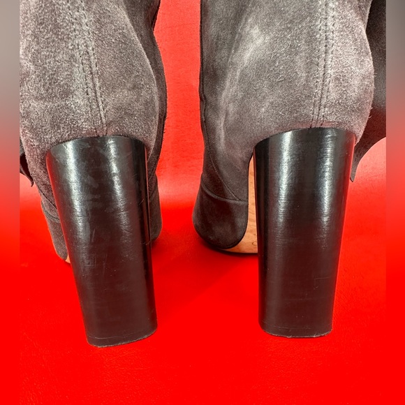 IRO Cidravol gray suede ruffle trimmed knee boots size 37 - Picture 8 of 15